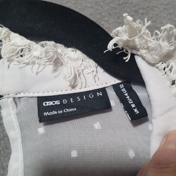 ASOS Design White Lace Long-Sleeve Women's Blouse Size 12 - Picture 5 of 5